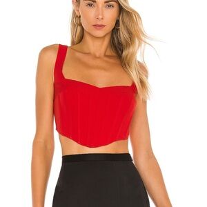 Bardot Red Mini Corset Cropped Bustier Top